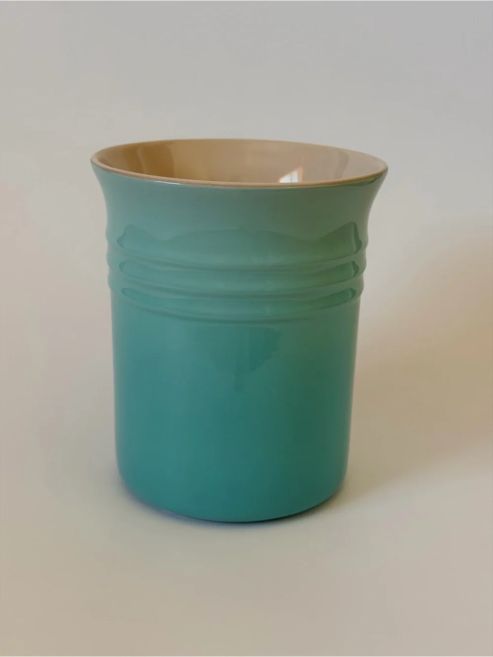 Le Creuset Ceramic Utensil Crock - Caribbean Blue with Cream Interior